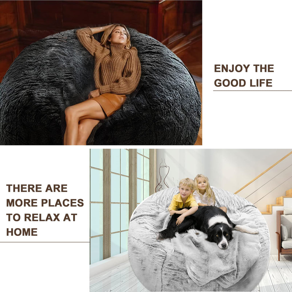 YudouTech Giant Bean Bag Chair Cover | Soft PV Velvet Washable Sofa Bed