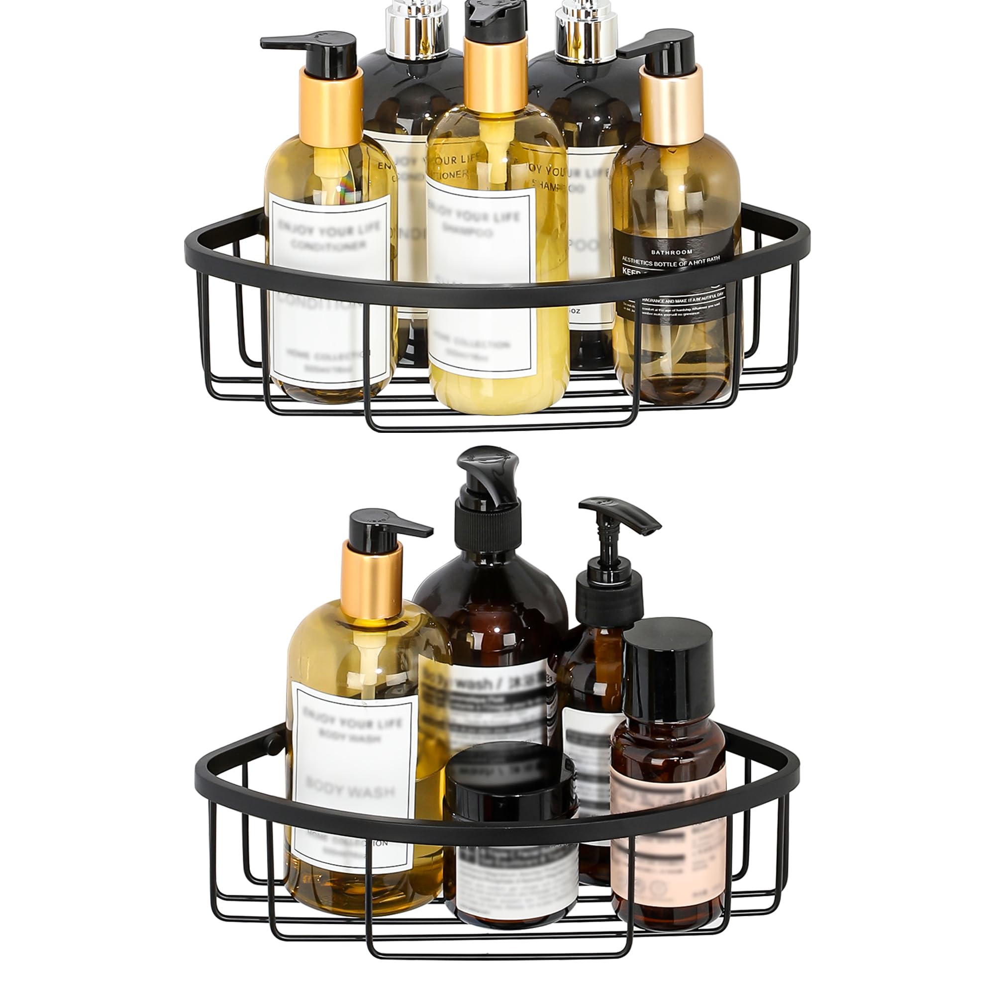 SAYAYO 2-Pack Corner Shower Caddy | Black SUS304 Stainless Steel Shelves