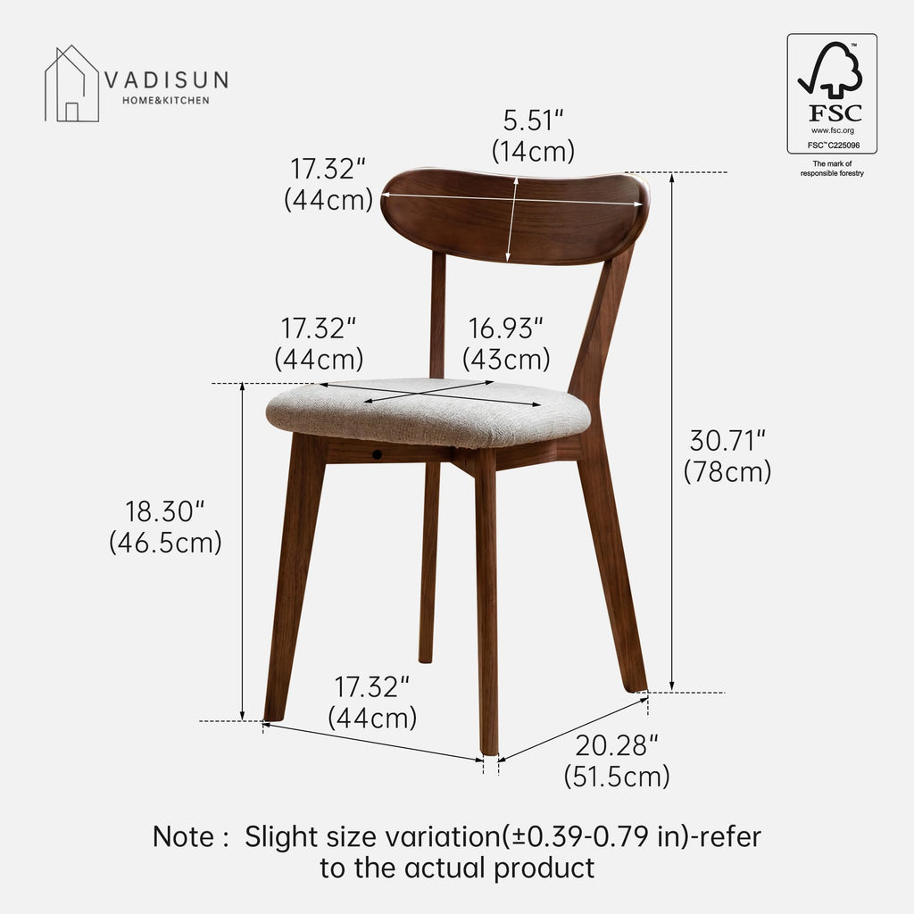 2PCS Modern Solid Dining Chairs Set, Upholstered Fabric Dining Room Chairs - image 2