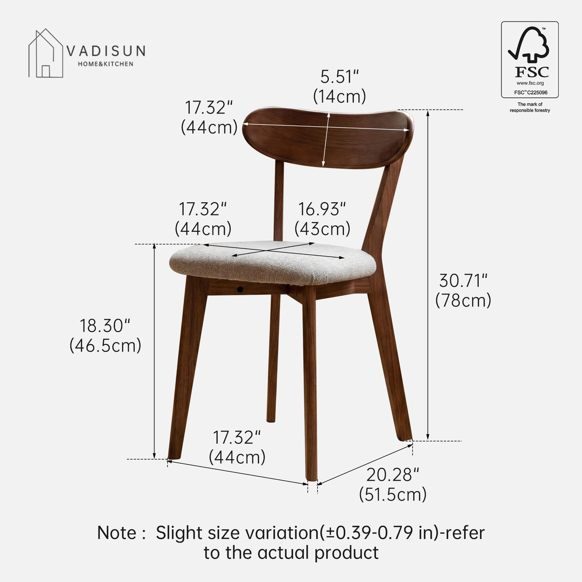 2PCS Modern Solid Dining Chairs Set, Upholstered Fabric Dining Room Chairs - image 2