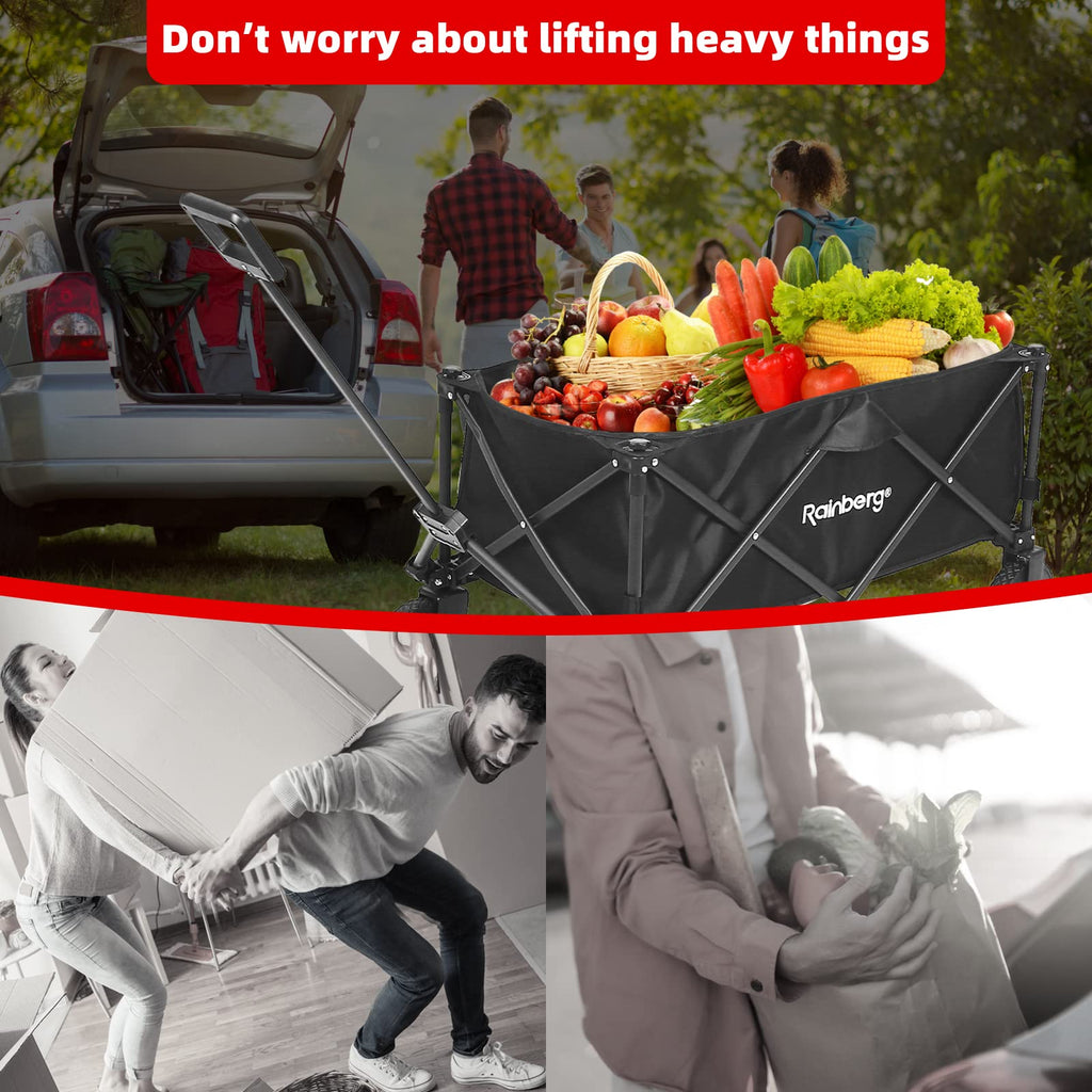 Rainberg 2-in-1 Folding Camping Wagon with Table Top | 120kg Capacity
