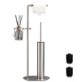 BVL Standing Toilet Paper Holder with Brush & Storage - Brushed Nickel