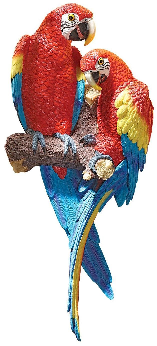 Design Toscano Tropical Scarlet Macaws Wall Sculpture | 22 Inch Polyresin