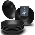 Pure Living Manhattan Matte Black Soup Plate Set – 6-Piece Stoneware