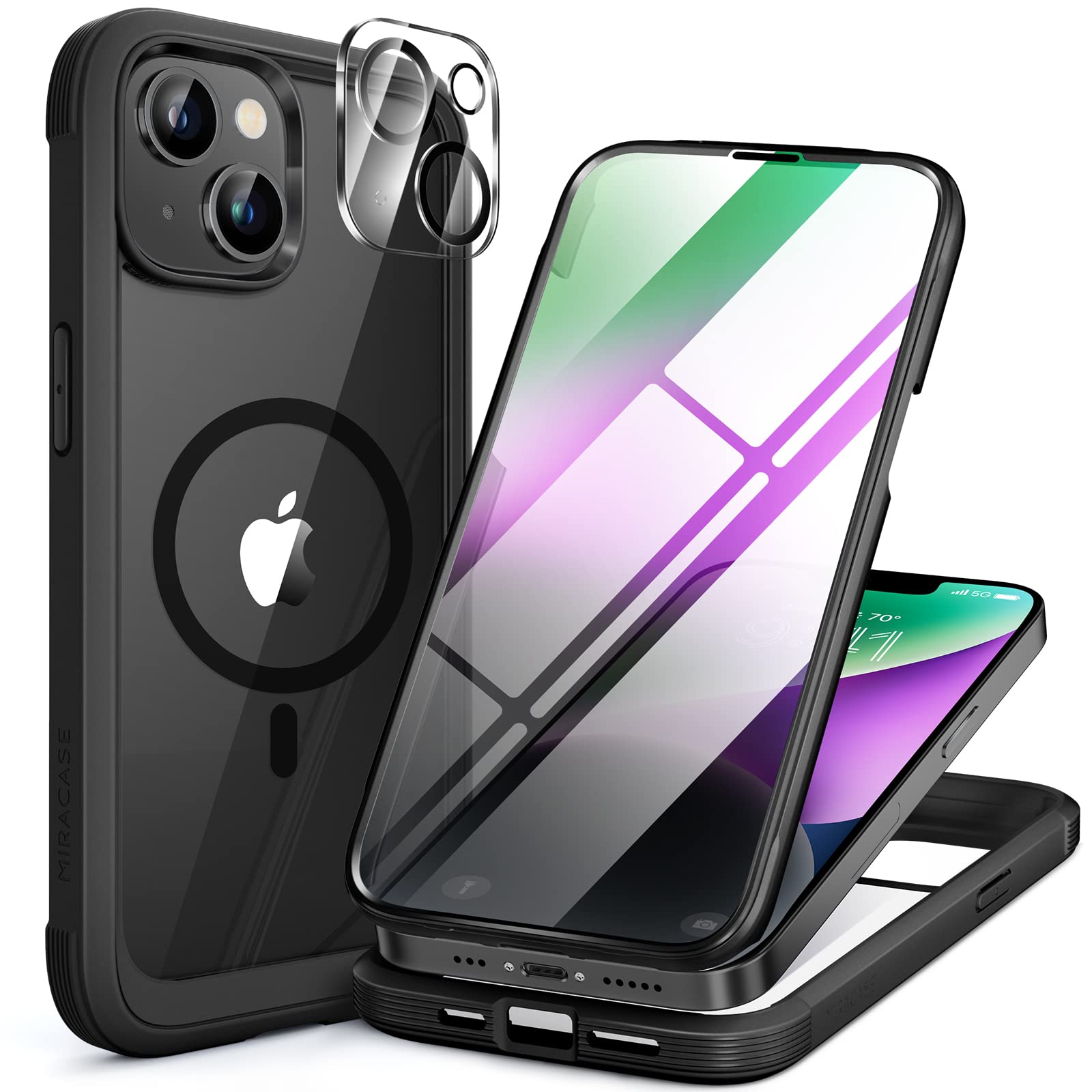 Miracase Magnetic iPhone 14 Plus Case with Screen & Lens Protector