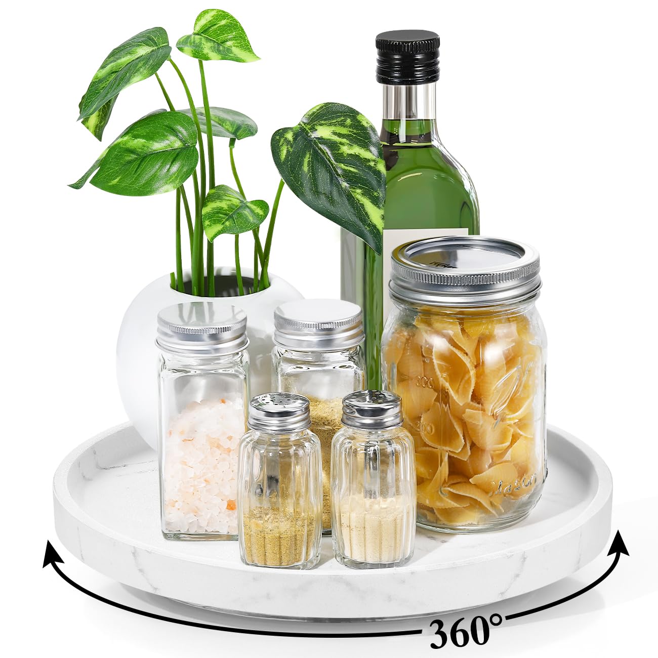 Luxspire 10.6" Marble Lazy Susan Turntable – Resin Rotating Vanity Tray