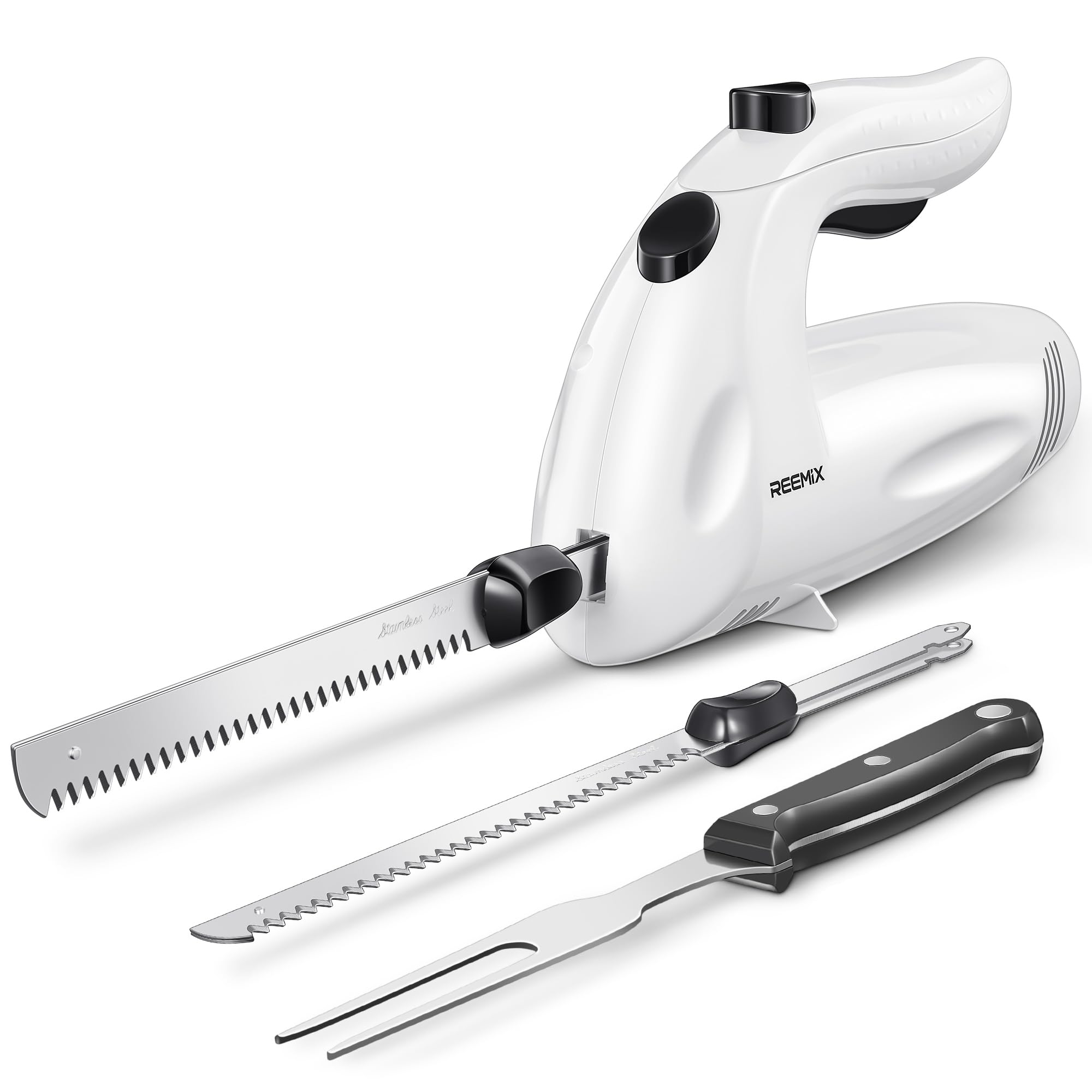 Reemix Electric Knife Set - 150W Meat & Bread Slicer with 2 Blades