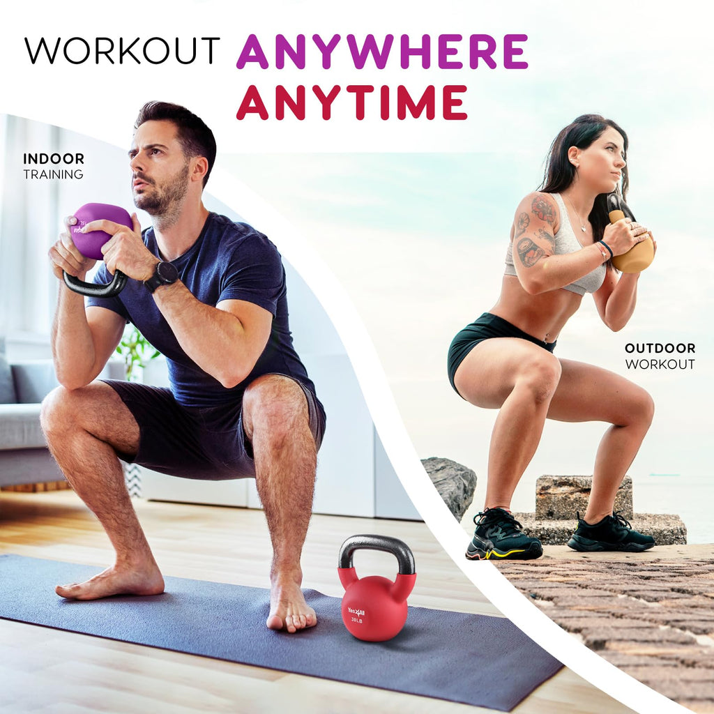 Yes4All Neoprene Coated Cast Iron Kettlebell – 15lb Willowherb