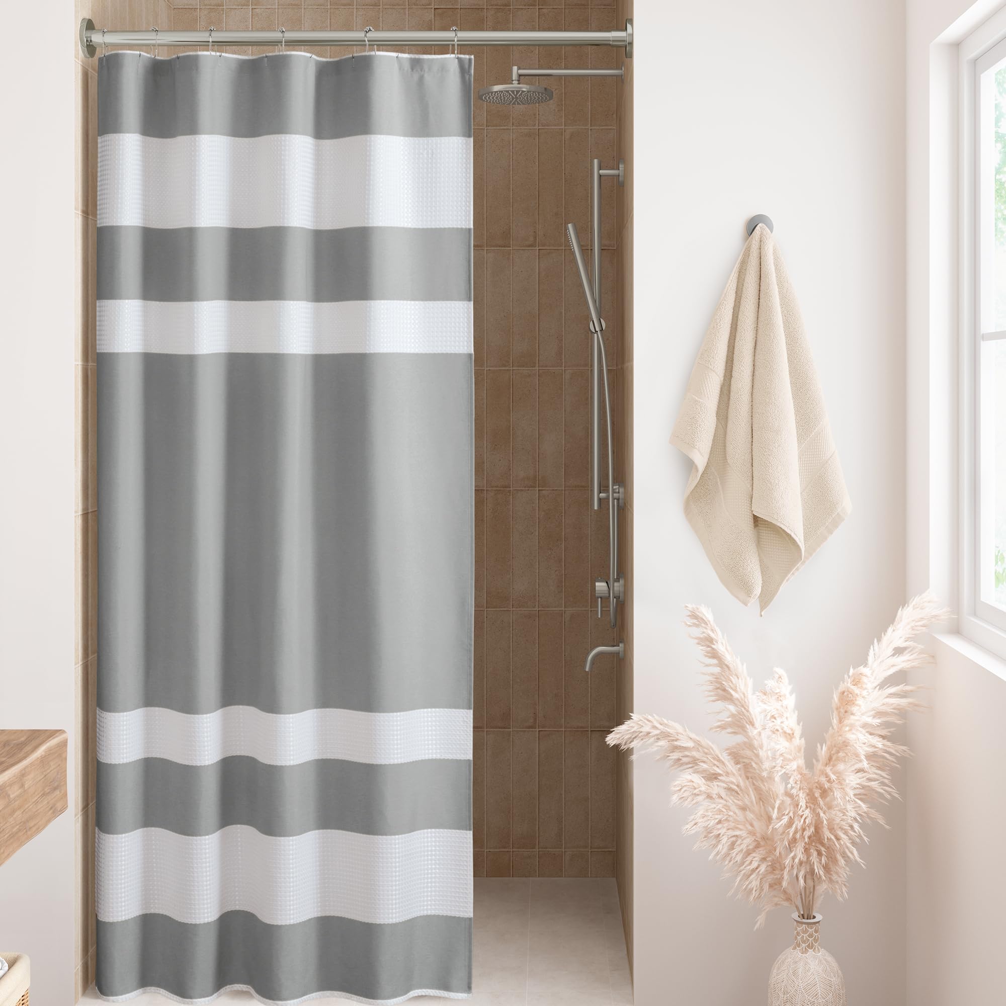Madison Park Spa Waffle Weave Stall Shower Curtain with 3M Scotchgard