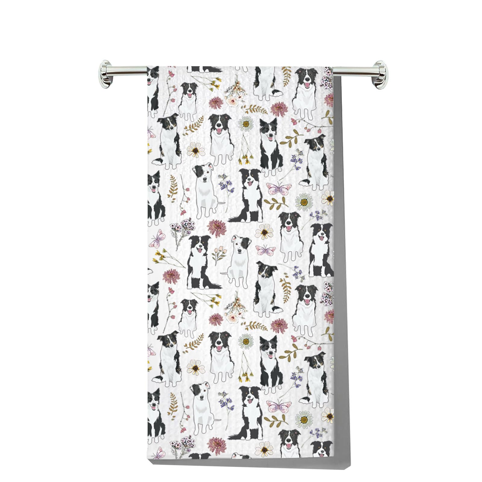 Border Collie Waffle Weave Kitchen Towel – Absorbent Dish Cloth