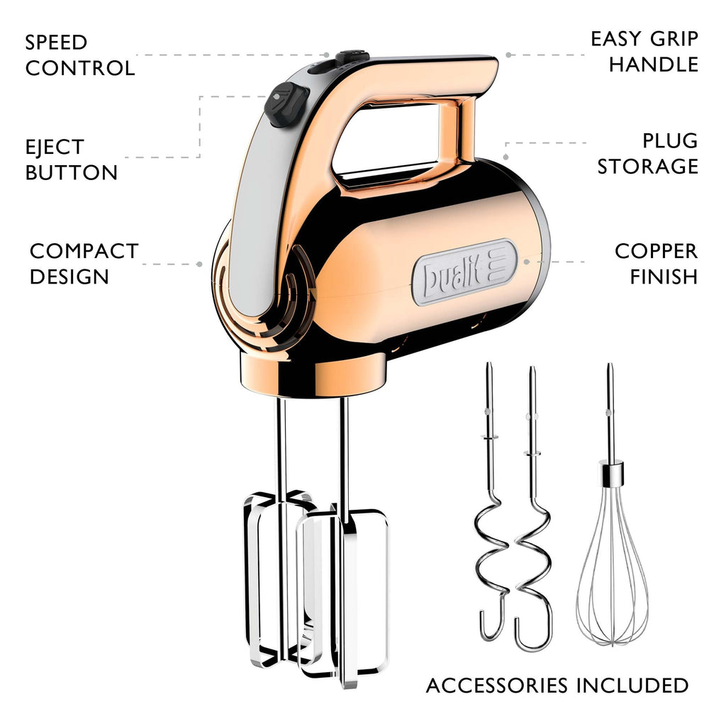 Dualit 400W Hand Mixer in Copper | Includes 3 Baking Attachments