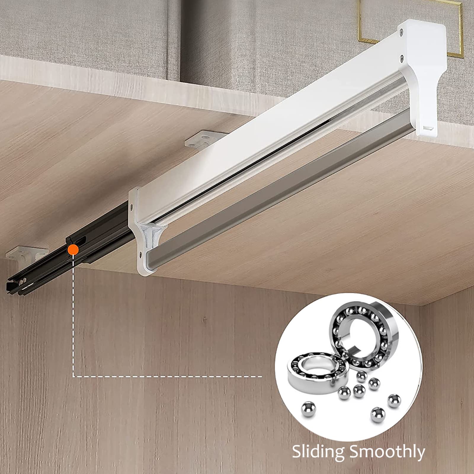 Pull Out Clothes Rail – 397mm White Wardrobe Hanger Rod
