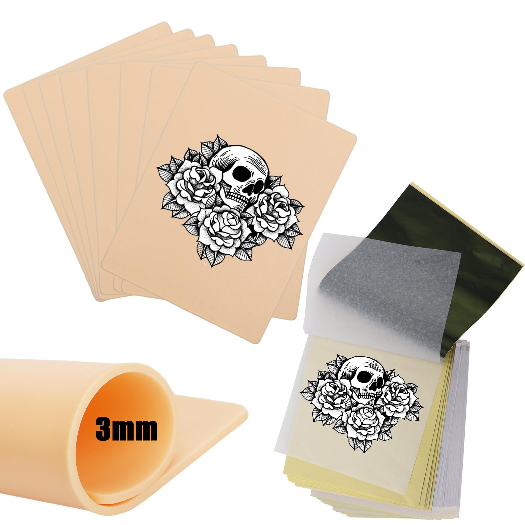 Tattoo Practice Skin Kit | 3mm Silicone & 10 Stencil Papers