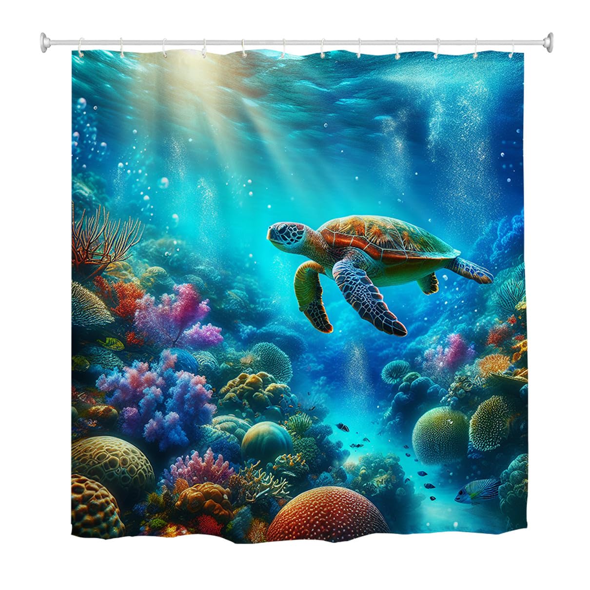 goodbath Turtle Ocean Shower Curtain | Waterproof Fabric, 180x180 cm