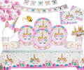 Jolof Store Unicorn Party Decoration Set - 16 Guest Tableware & Banner Kit