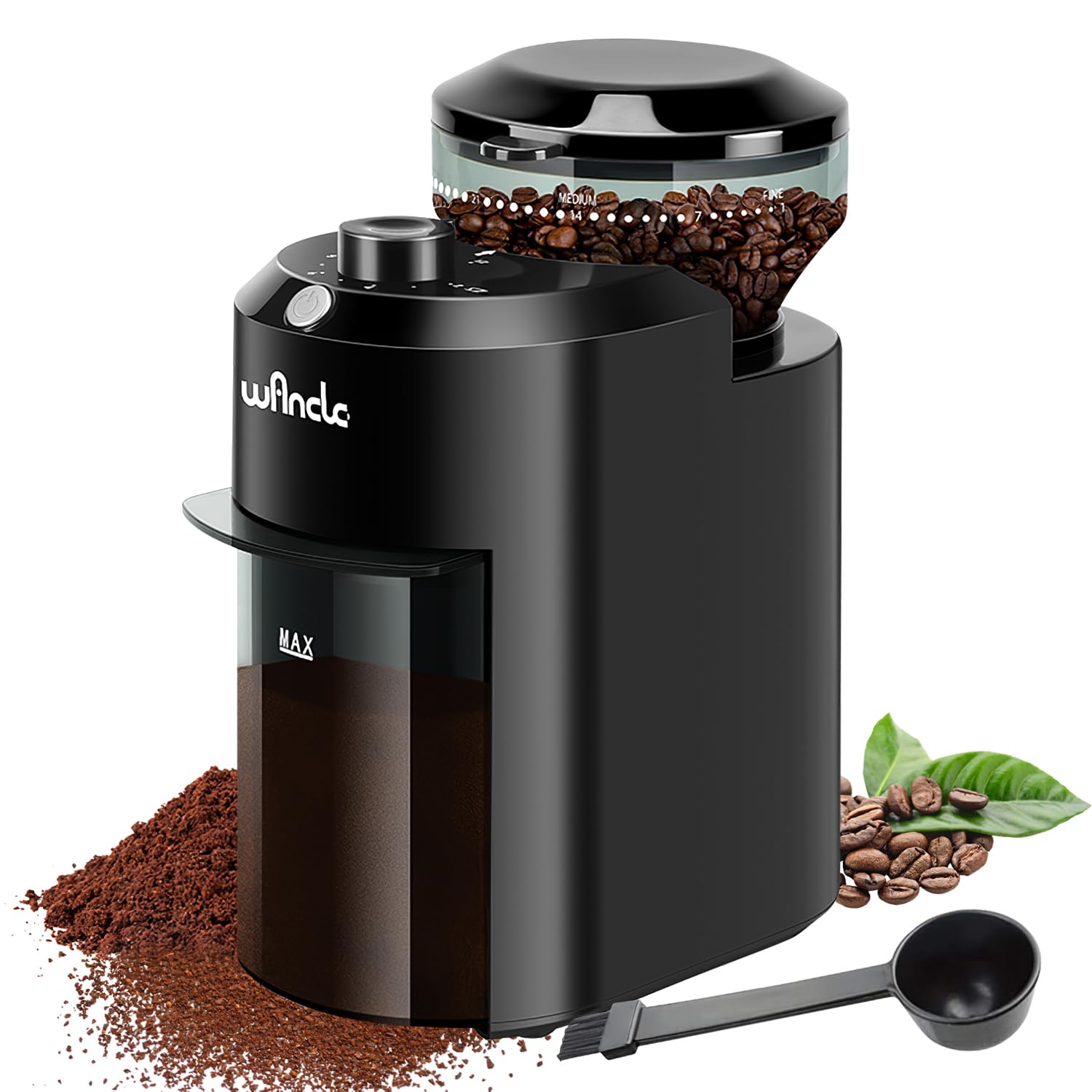 Wancle Electric Burr Coffee Grinder – 28 Settings for 2-12 Cups
