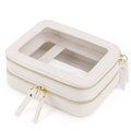 Prite Large Clear Makeup Bag | Double Layer Travel Toiletry Case - Beige