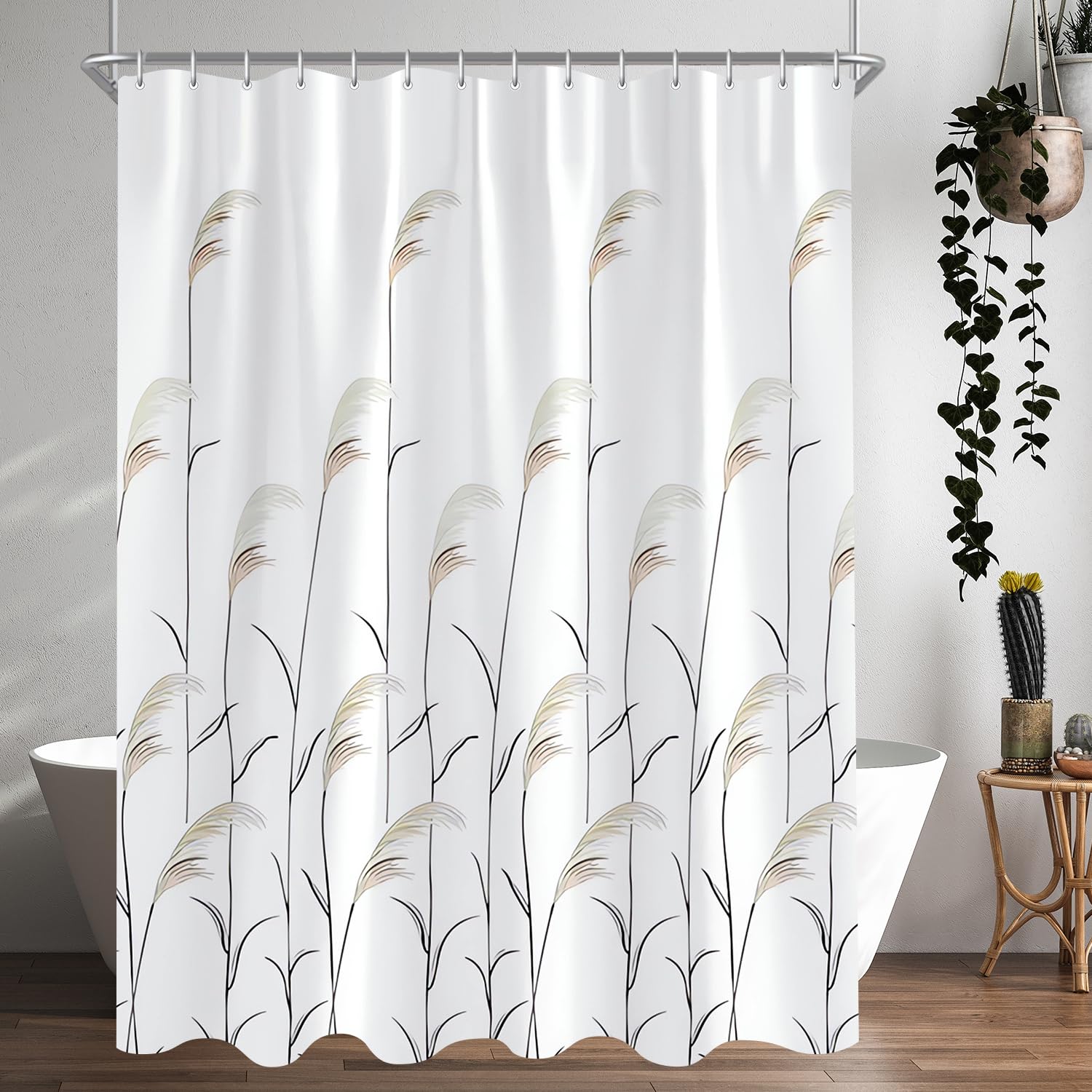 Lerores Wheat Ear Shower Curtain – 240x200cm Anti-Mould Washable Fabric