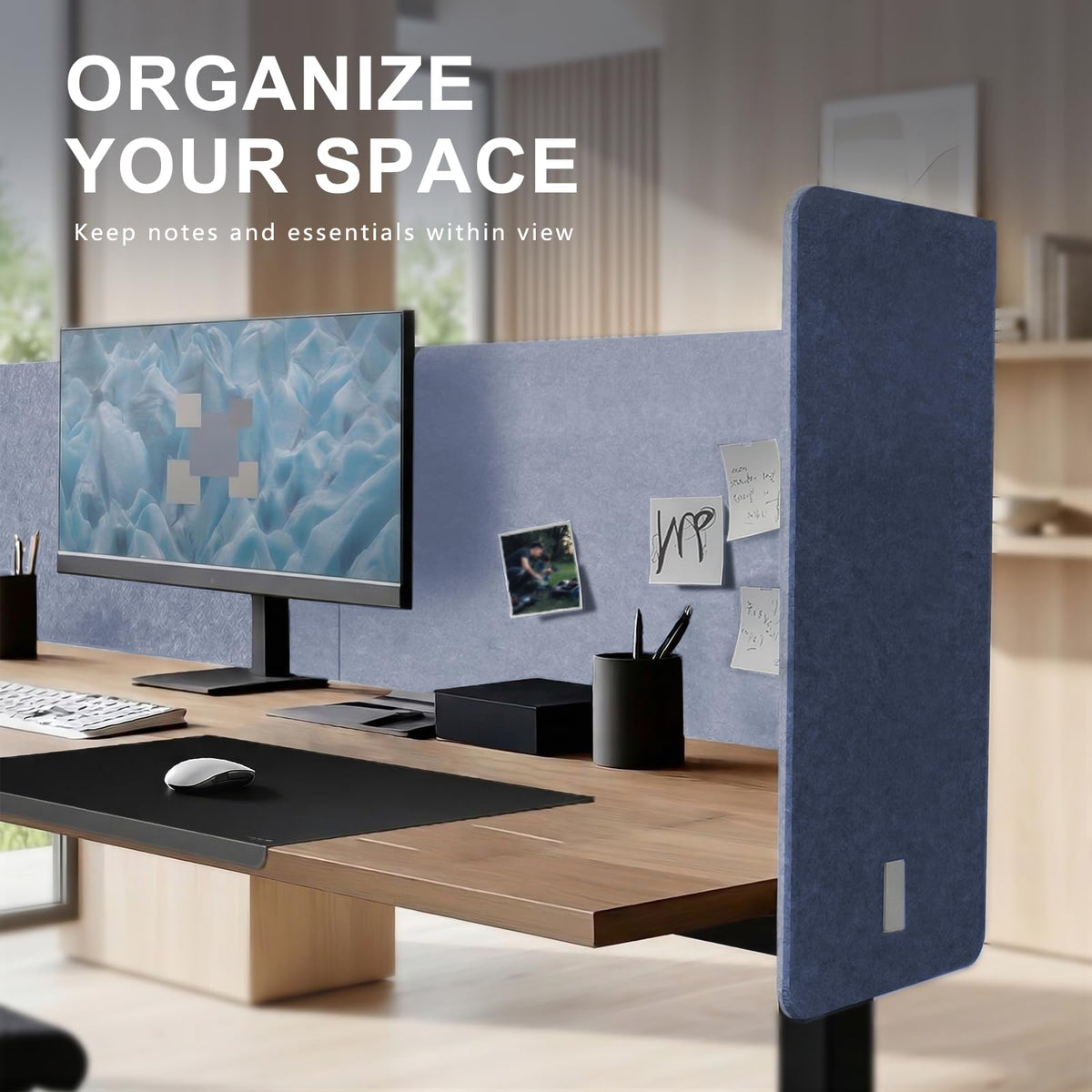 Desk Privacy Panel,2PCS,2-in-1 Soundproofing for Office,School & HomeBlue - image 2