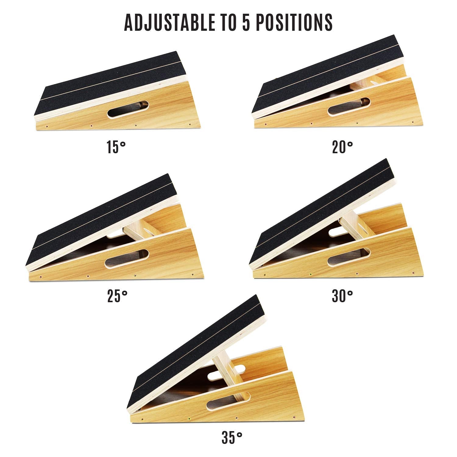 Yes4All Adjustable Wooden Slant Board – 5 Angle Calf Stretcher Incline
