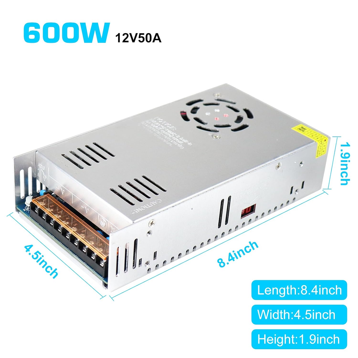 inShareplus 12V 50A 600W DC Switching Power Supply | AC to DC Converter
