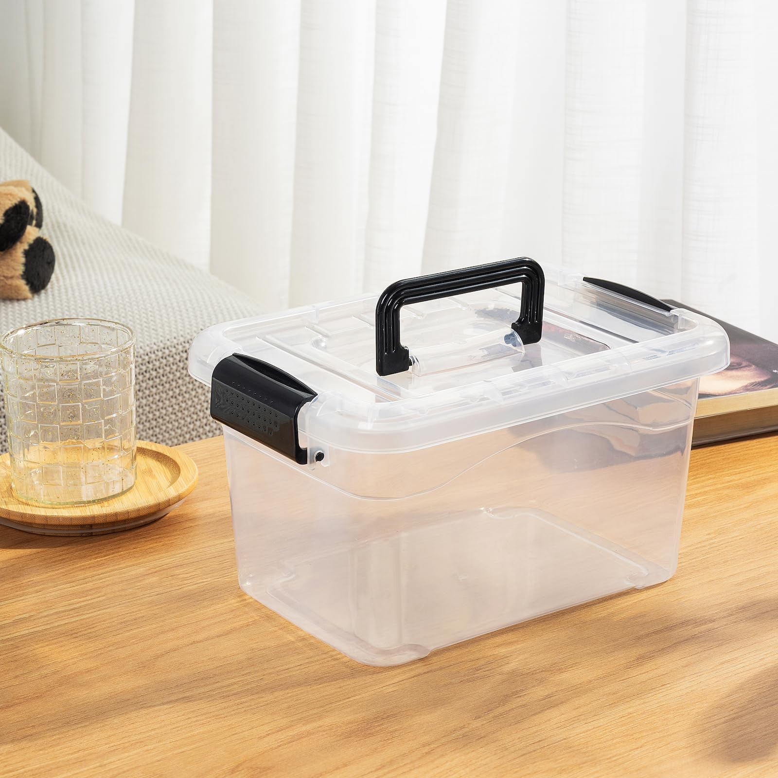 Cetomo Clear Plastic Storage Bins with Lids and Handles, 6L – 20 Pack