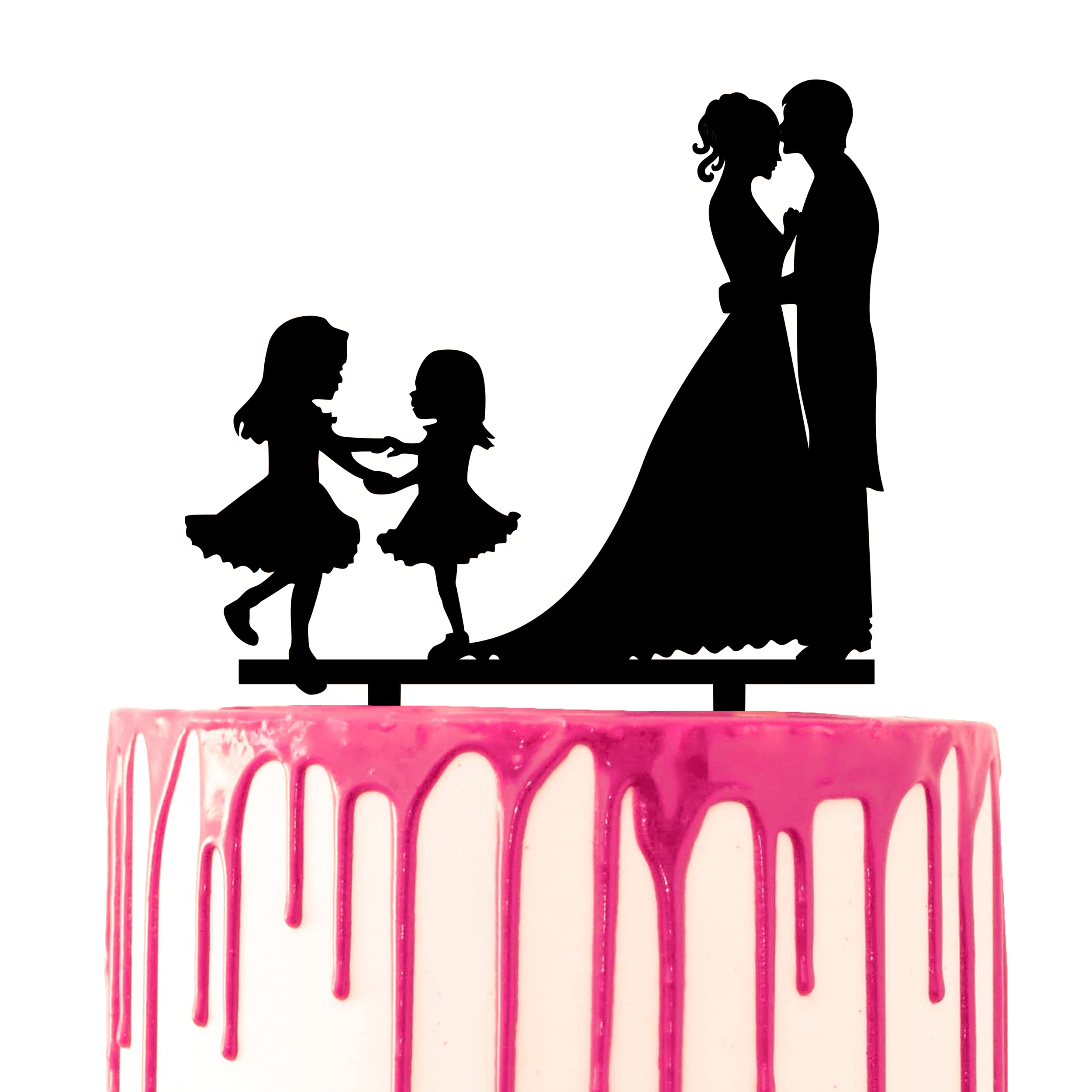 CARISPIBET Wedding Cake Topper – Bride, Groom & 2 Daughters Acrylic