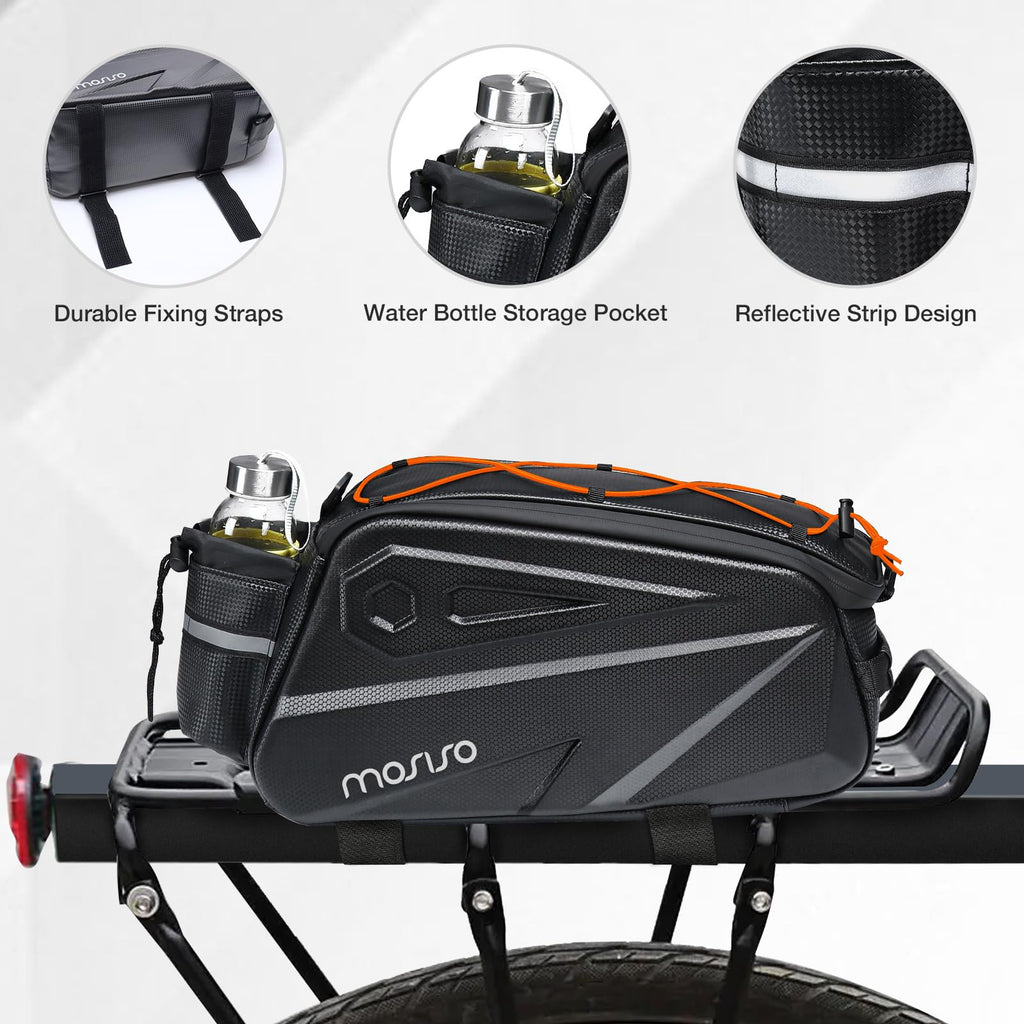 MOSISO 14L Waterproof Bike Rack Bag – EVA Rear Seat Trunk Pannier, Black