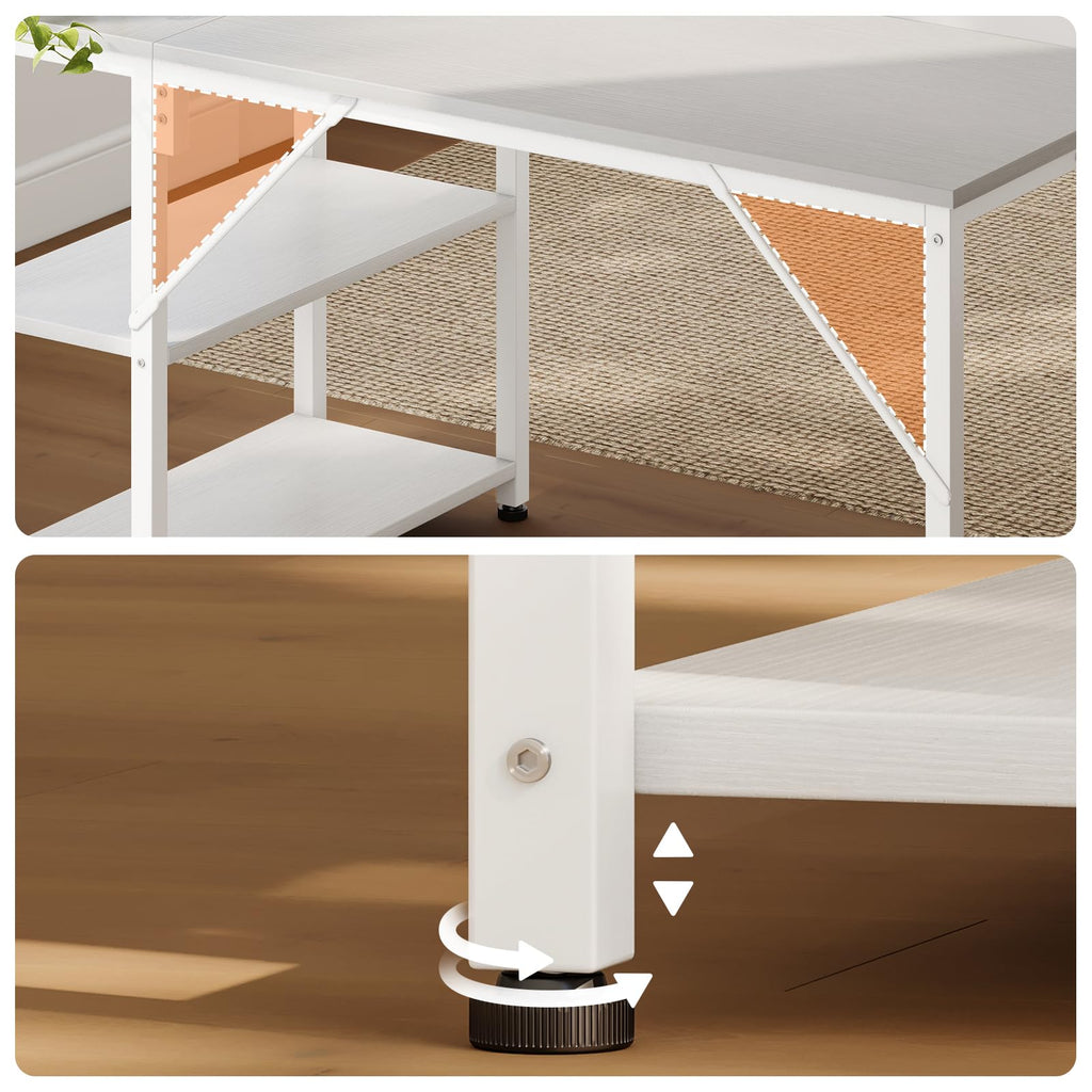 Coleshome L Shaped Gaming Desk for Small Space, 100x70 cm White - image 5