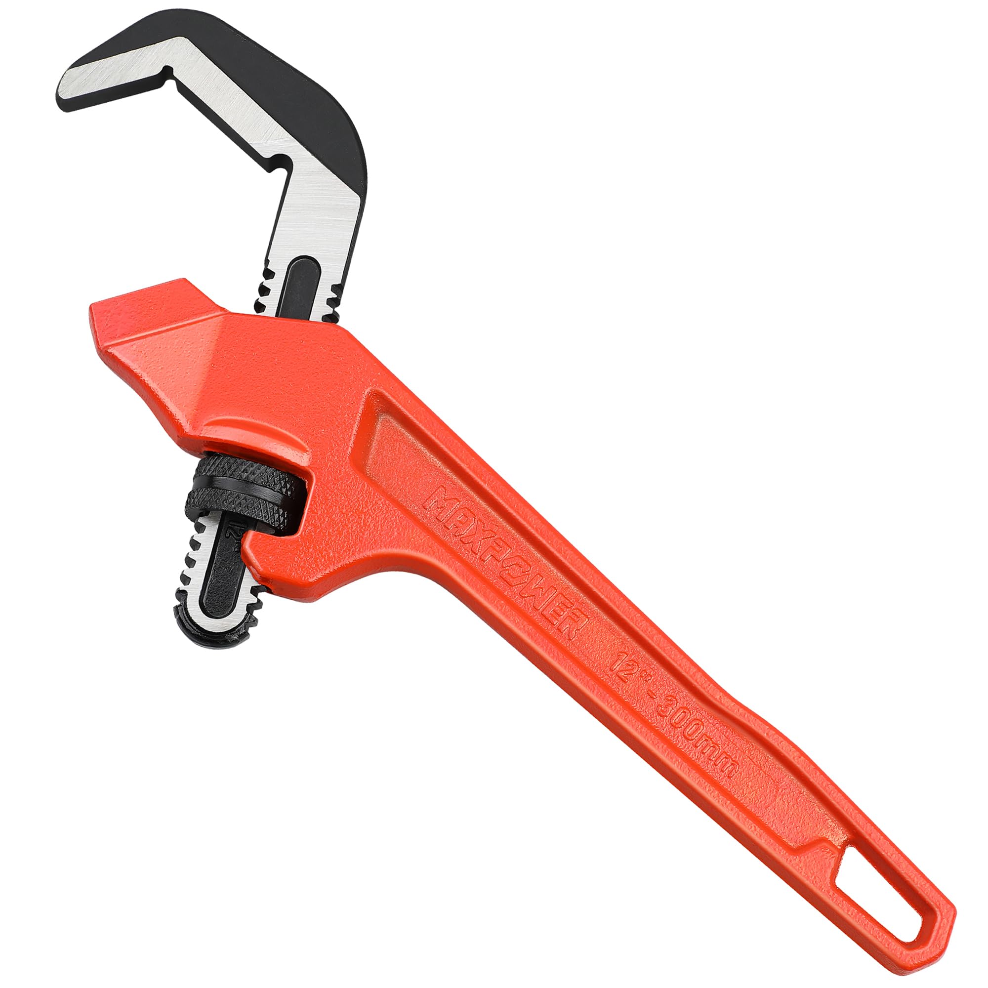 MAXPOWER 12-Inch Offset Hex Pipe Wrench | Adjustable Straight Spanner