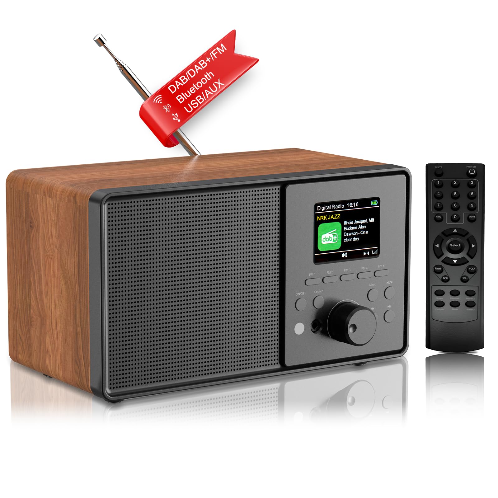 Jolof Store DAB/DAB+ FM Digital Radio - Retro Wood Grain Bluetooth
