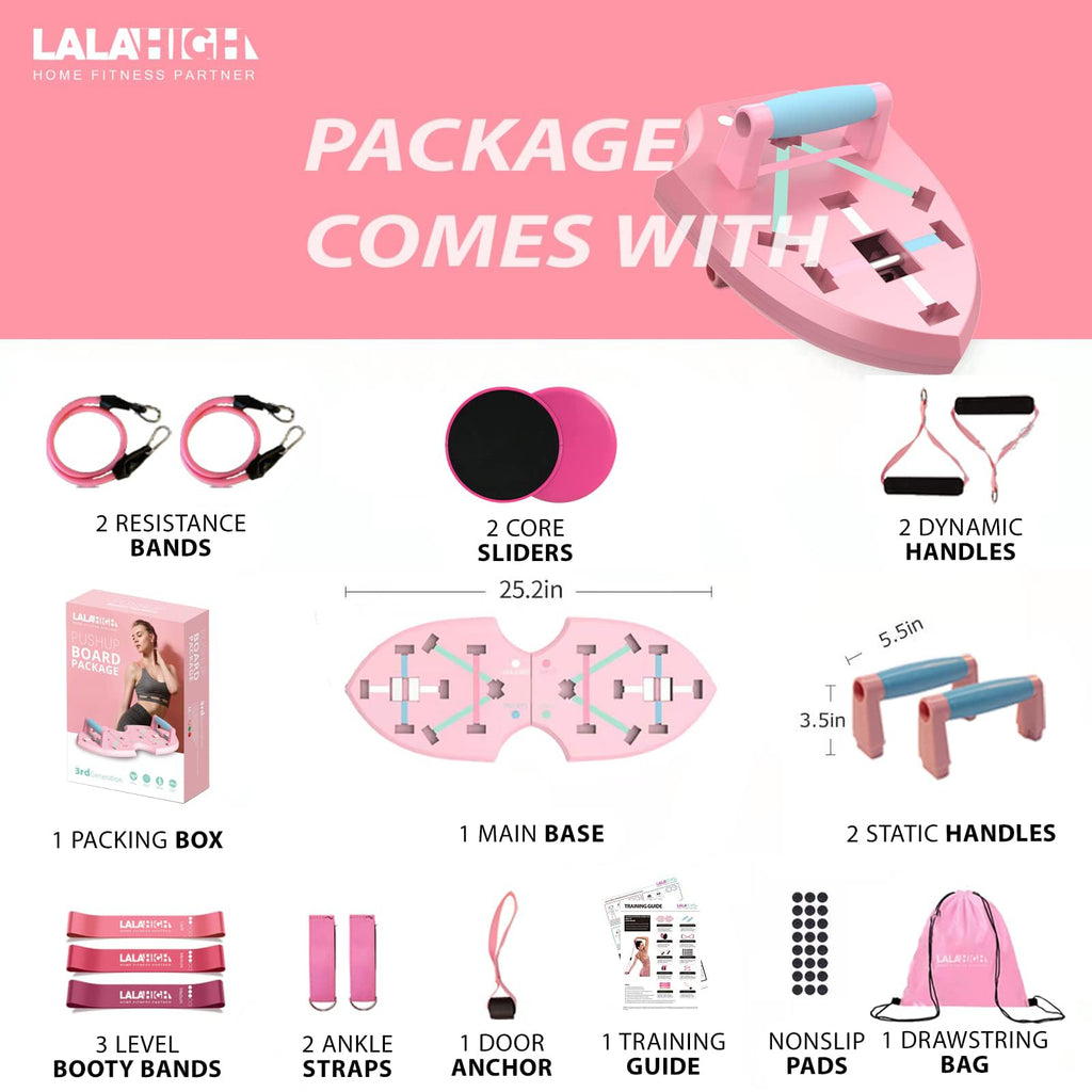 LALAHIGH 32-in-1 Home Gym Set | Push Up Board with Resistance Bands