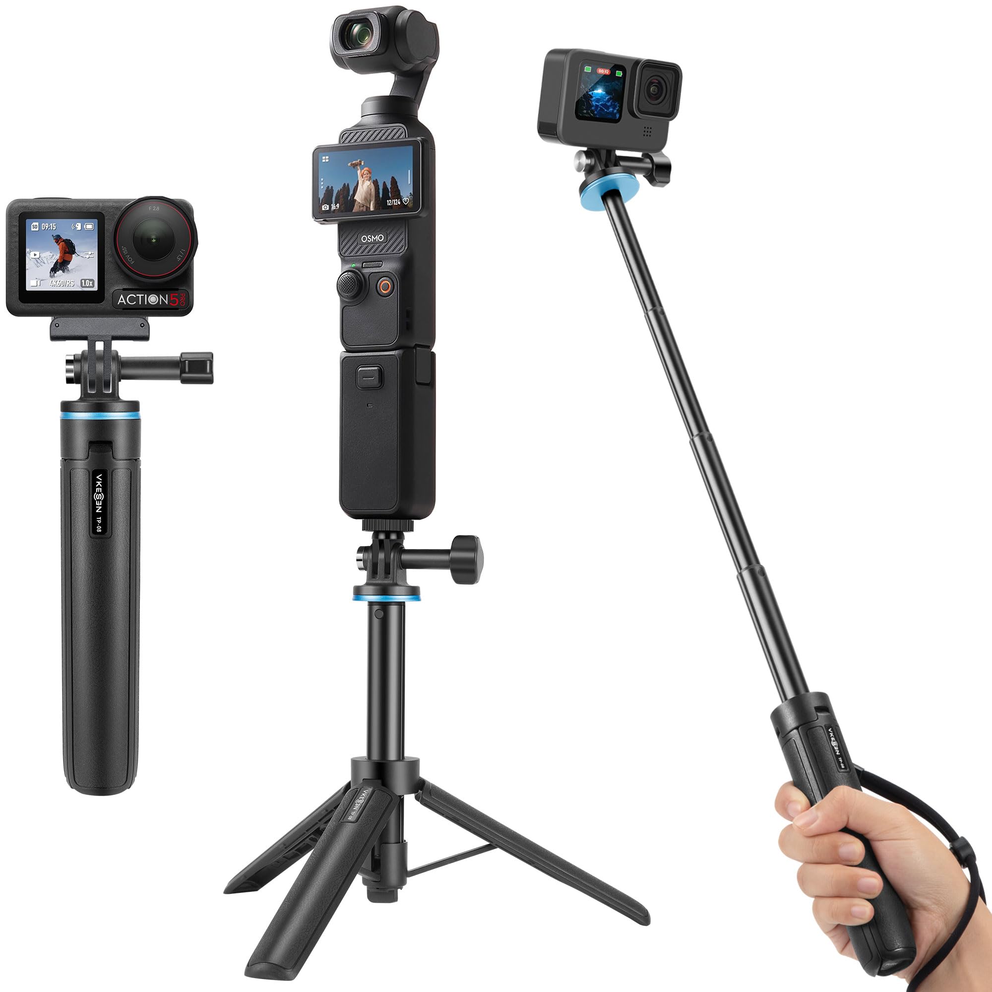 Jolof Store 2-in-1 Mini Selfie Stick Tripod for GoPro and DJI Osmo