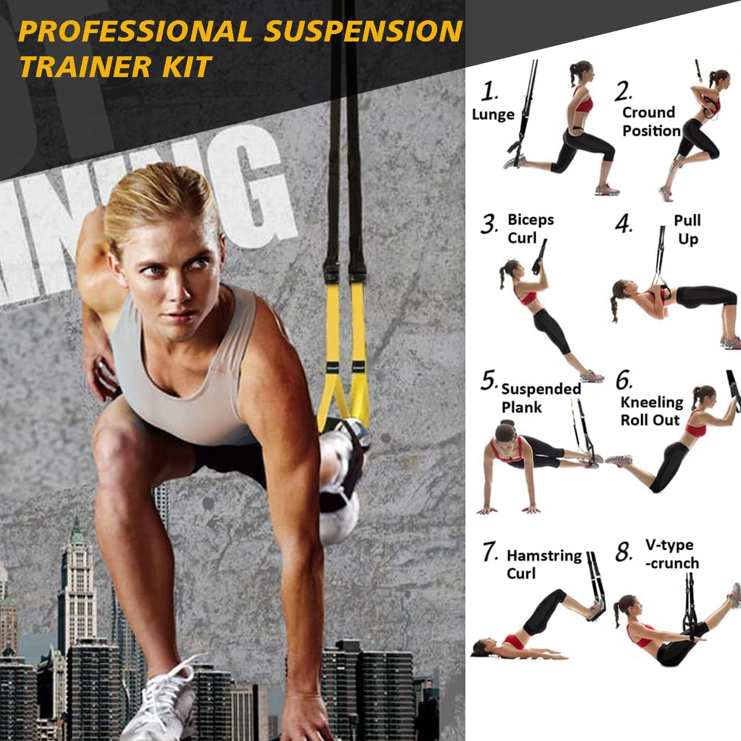 UONNER Suspension Trainer – Home Gym Resistance Straps for Full Body Workout