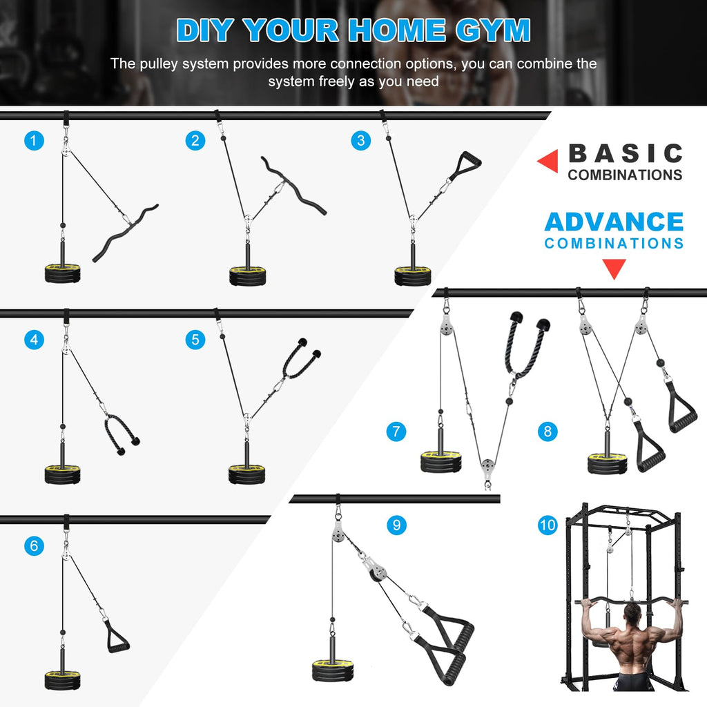 FASPUP Cable Pulley System Home Gym - Steel LAT Pull Down Attachments
