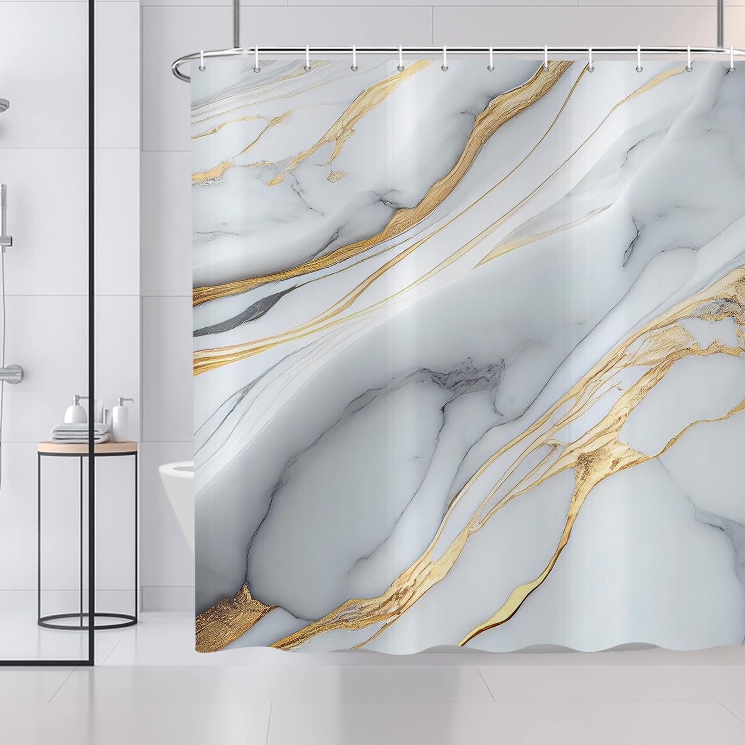 ASDCXZ Marble Shower Curtain – 180x200 cm Waterproof Polyester Fabric
