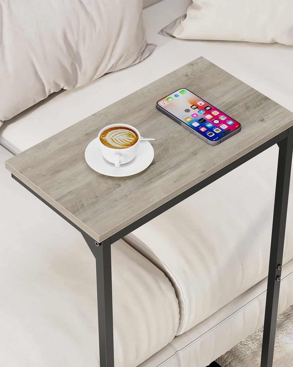 TUTOTAK C Shaped Side Table, Set of 2, Small End Table, 28.7 inch Tall Couch Sofa Table, Living Room, Bed Room, Greige V1TB01BG0712EU - image 5