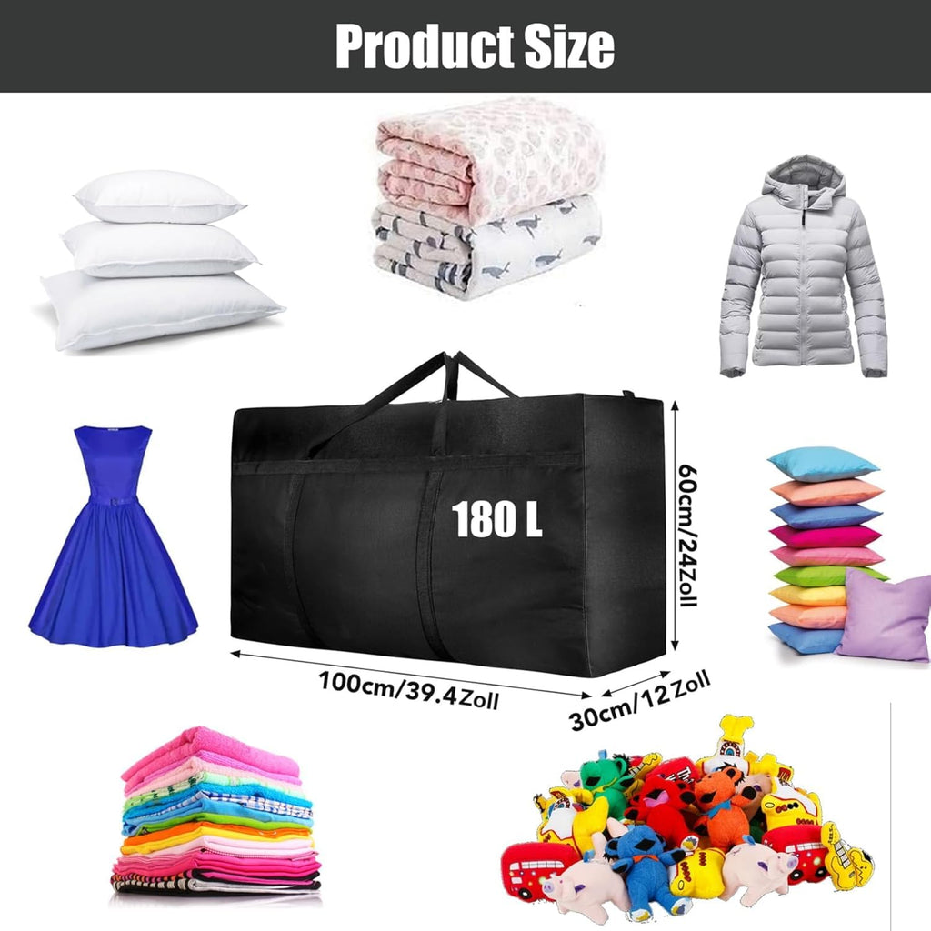 Punklong 2Pack 180L Large Moving Boxes,and Boxes for Moving House with Zipper Handles,Large Storage Bags with Strong 600D Oxford for Under Bed - image 2
