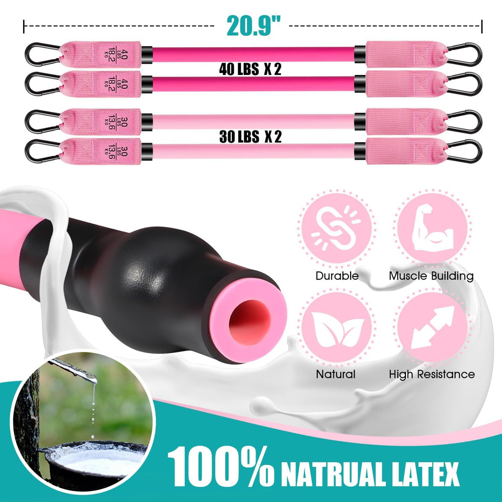 Pilates Bar Kit | Adjustable Resistance Bands Home Gym Set