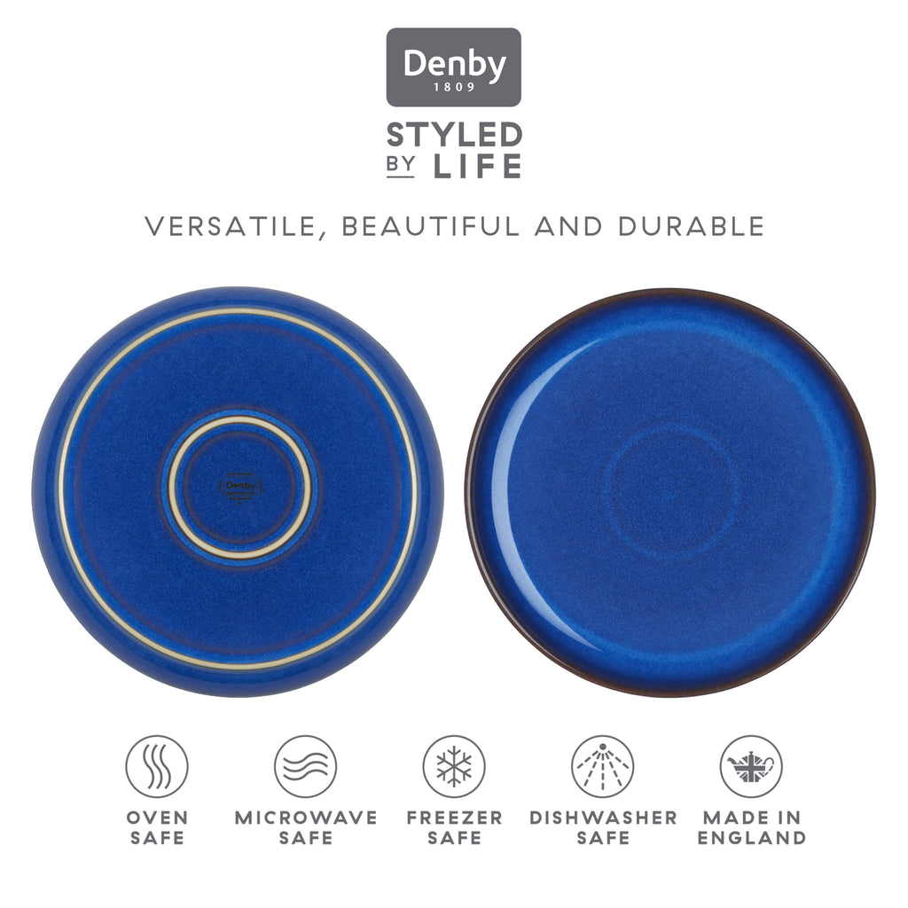 Denby Imperial Blue Dinner Plates – Set of 4 Ceramic Stoneware 26cm