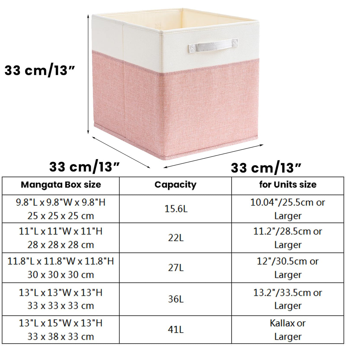 Mangata Cube Storage Boxes 33x33x33 cm, Large Fabric storage baskets for Storage Cube Units, Clothes Bins, Baskets, Chests,Toys - image 3