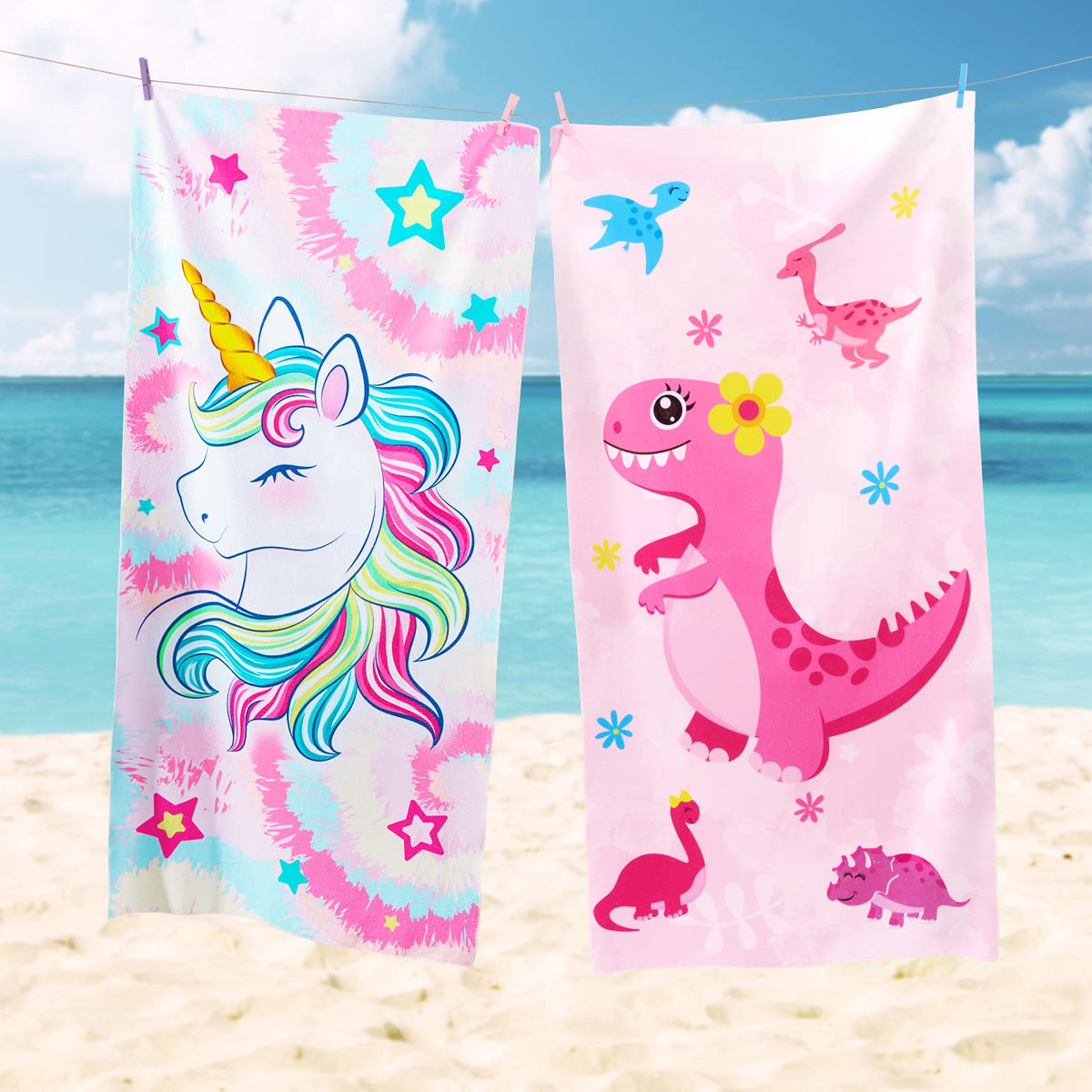 WERNNSAI Unicorn Microfibre Beach Towel for Kids, 76 x 150cm Bath Towel - image 2