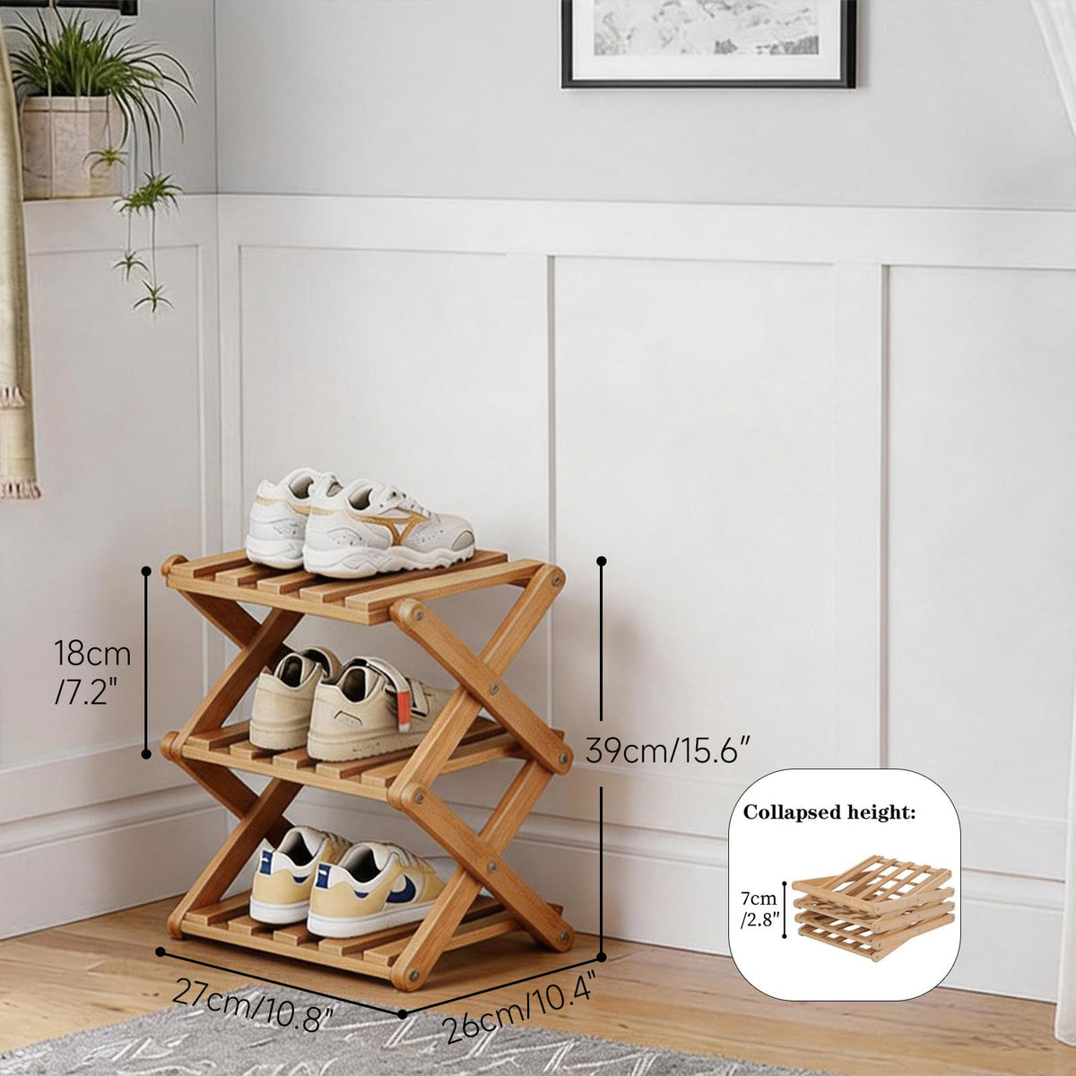 Akloya Small Shoe Rack, 3 Tier Portable Foldable No Installation Mini Shoe Rack Freestanding Shoe Rack for Camping, Hallways, Bedrooms - image 2