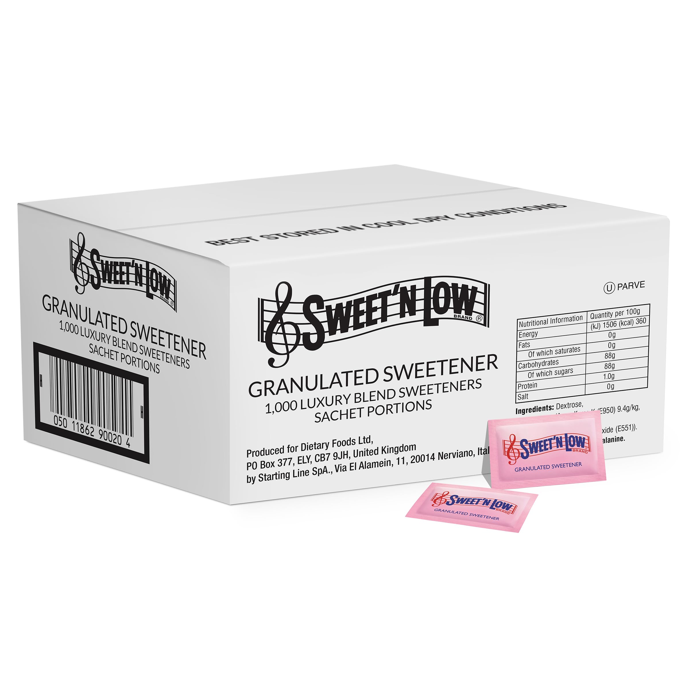 Sweet'N Low Granulated Sweetener – 1000 Sachet Packets Sugar Substitute