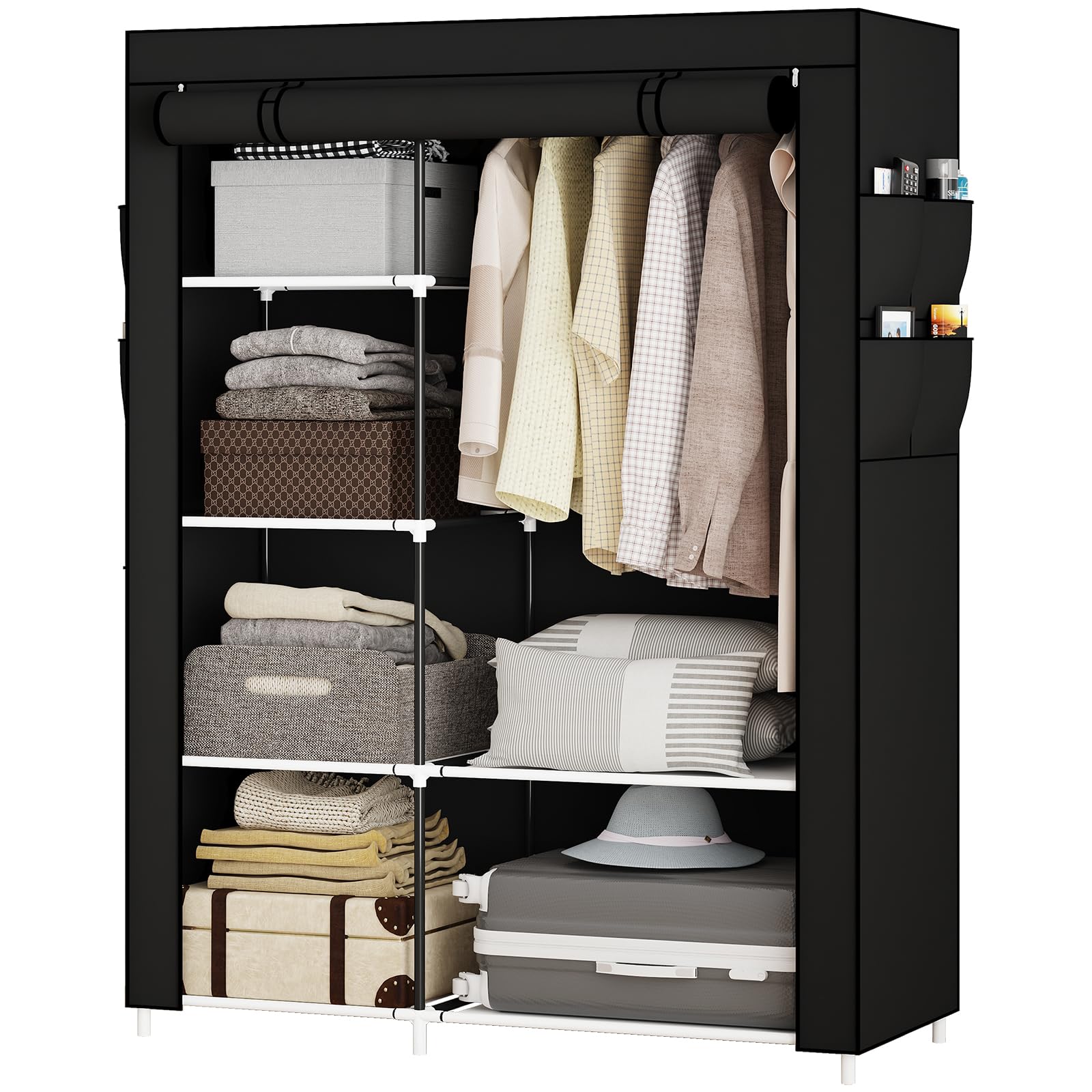 OPPAIYA Canvas Wardrobe – Portable Fabric Closet with 5 Shelves, 105cm