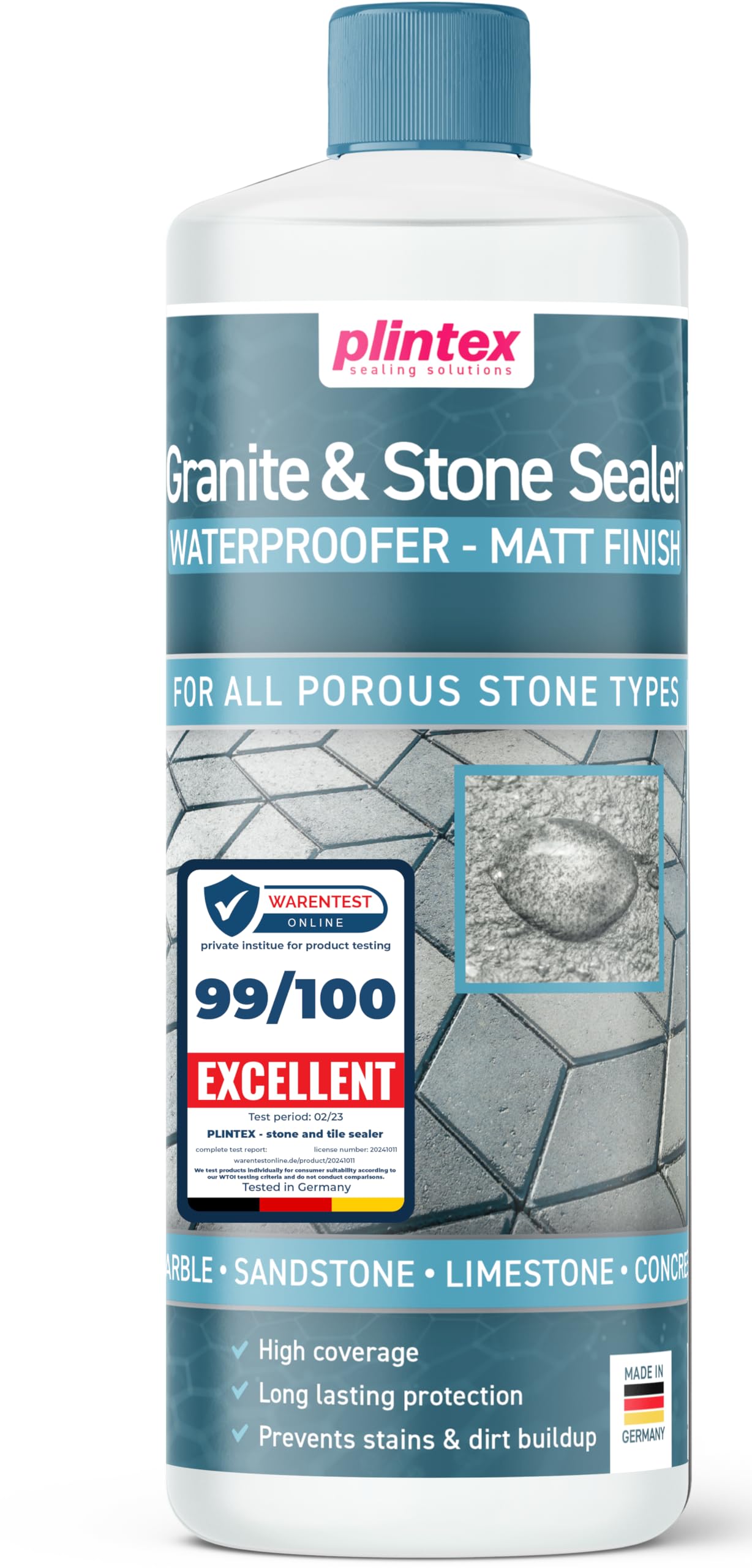 PLINTEX Stone Sealer 1L | Water-Based Impregnator for Sandstone & Granite