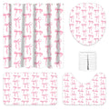 LuLobtg 4-Piece Bow Shower Curtain Set | Non-Slip Rugs & Toilet Lid Cover