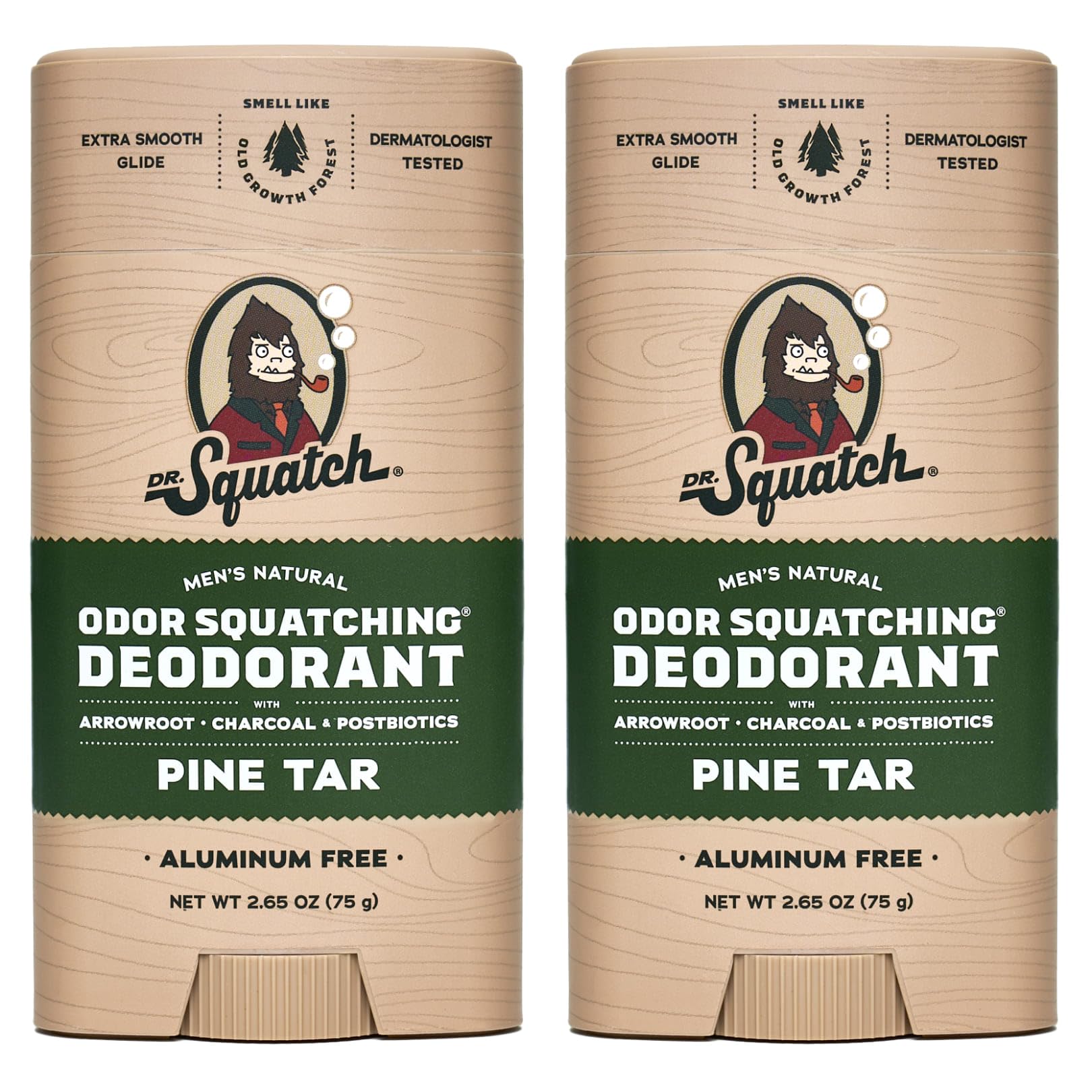 Dr. Squatch Natural Men's Deodorant – Pine Tar Aluminum Free (2 Pack)