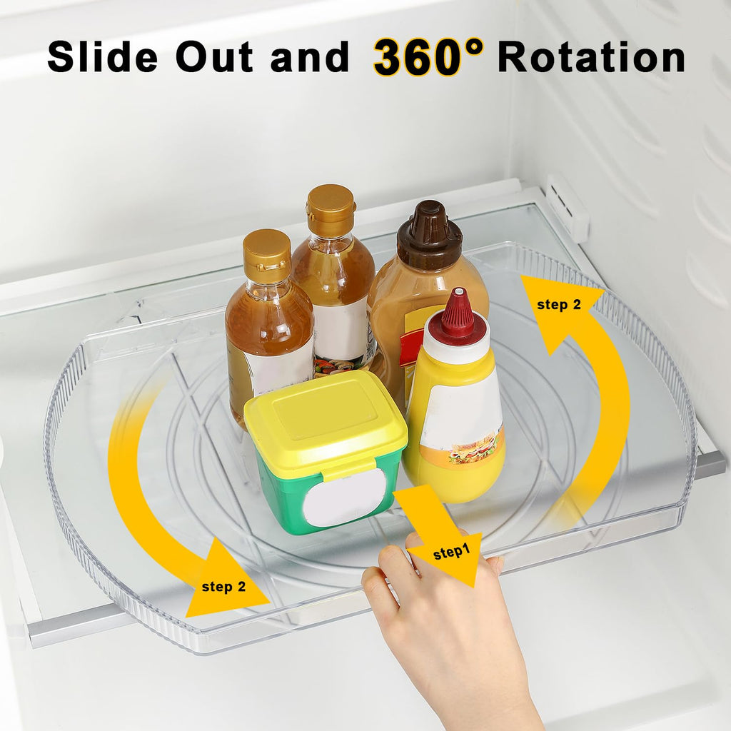 ROWNYEON 2 Pack Rectangular Lazy Susan Fridge Organiser – 16.5" Clear Acrylic