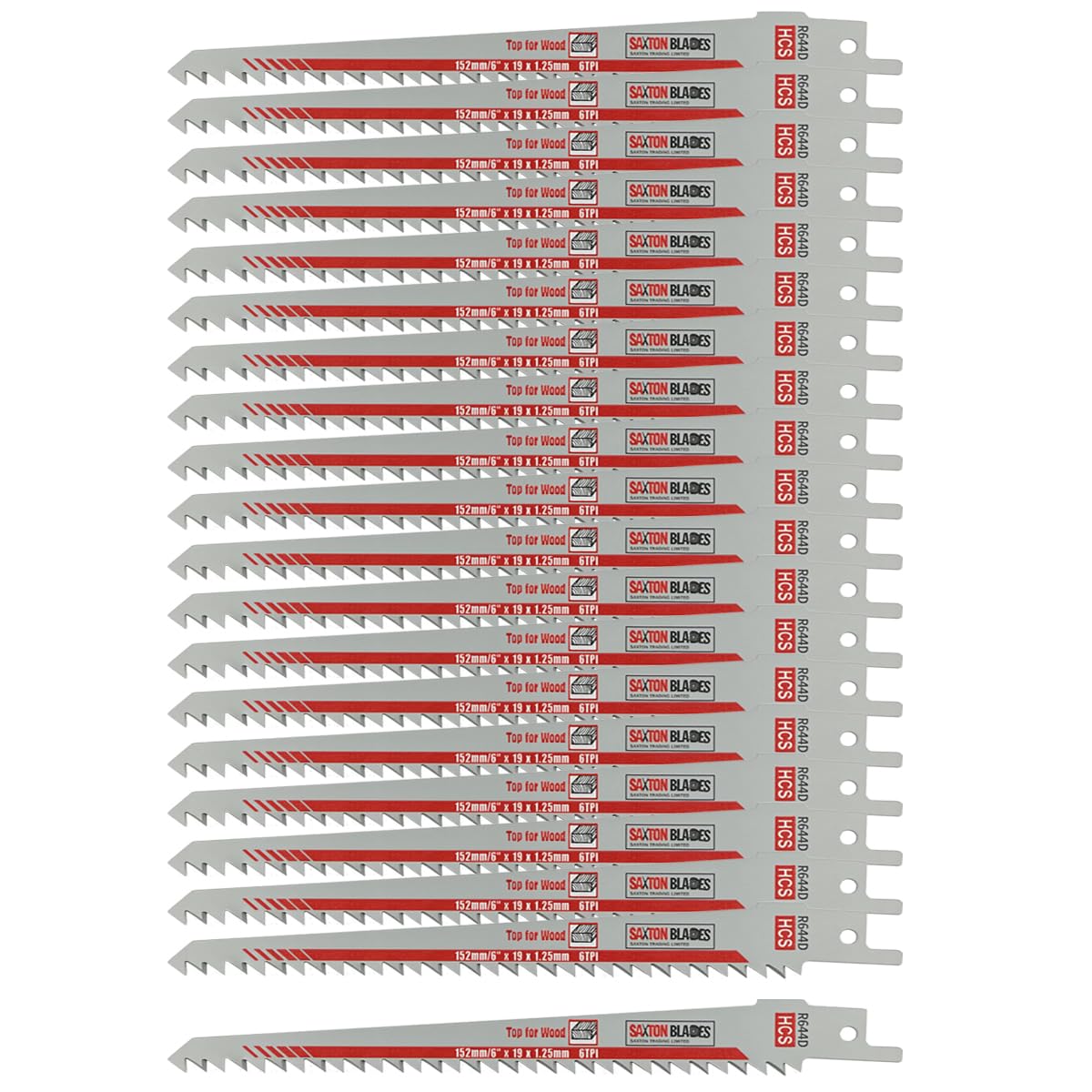 Saxton 150mm Reciprocating Saw Blades for Wood - 20 Pack R644D